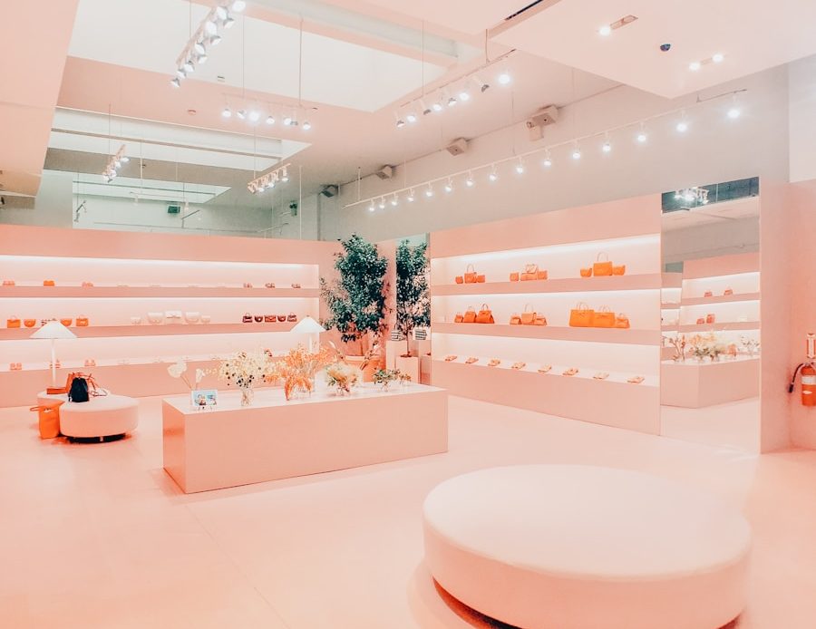 a store filled with lots of white shelves